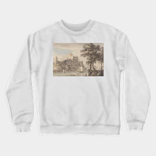 A Castle on a River by Paul Sandby Crewneck Sweatshirt